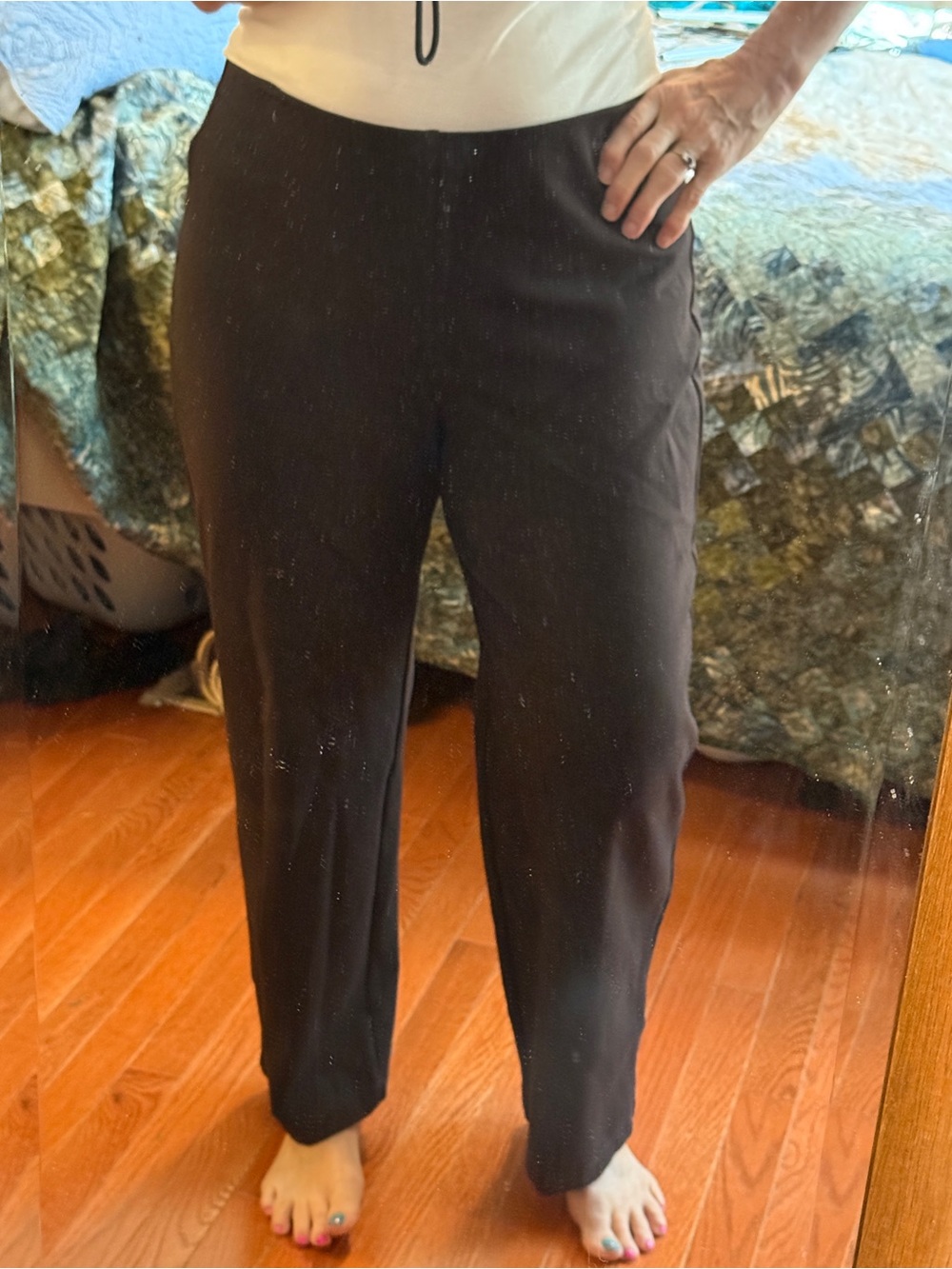 Eileen Fisher Petite Dark Brown Stretch Pants